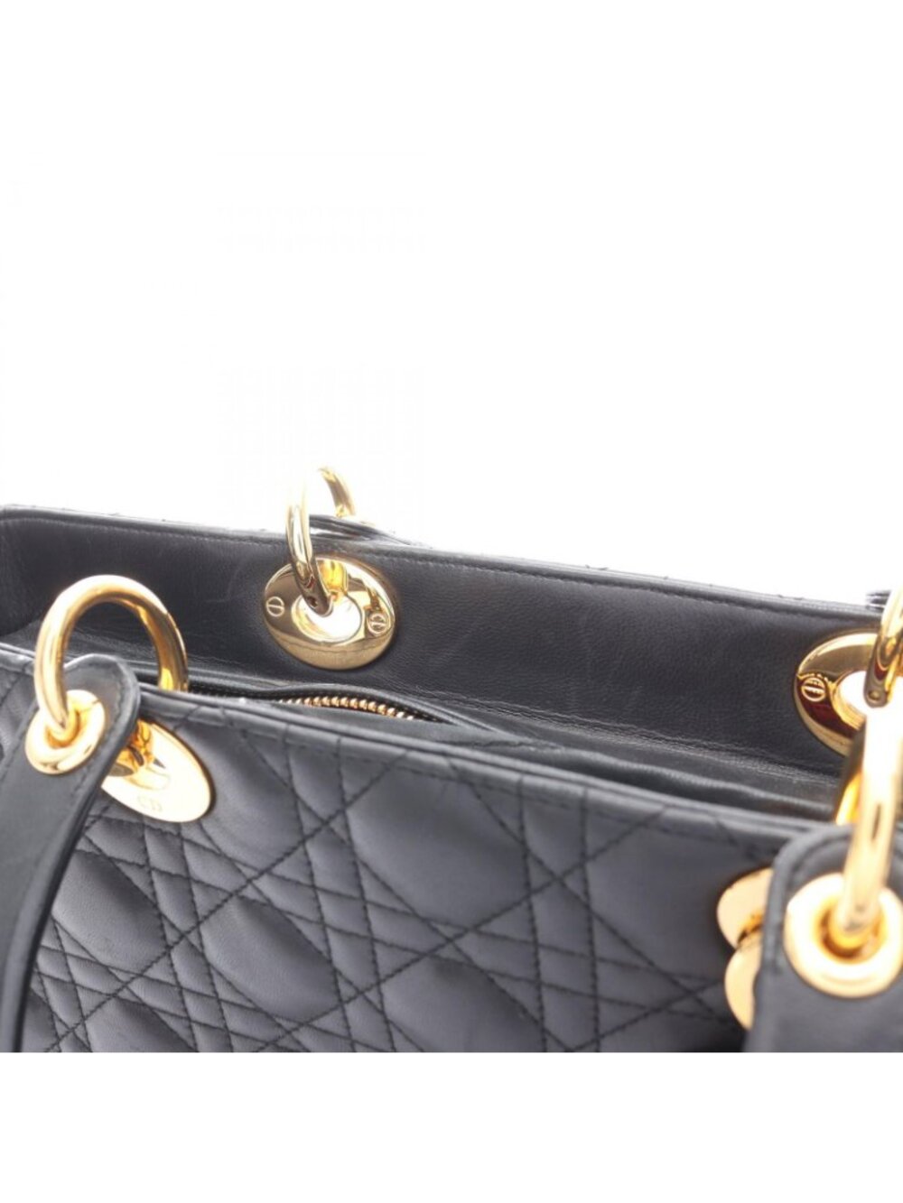 Dior Handbag Radio the Cannage Black Leather Hand - Picture 5 of 15